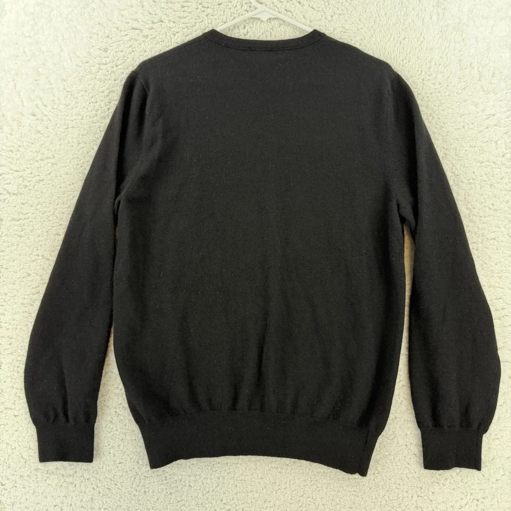Banana Republic Sweater Mens Medium Black Merino Wool V Neck Knit Pullover